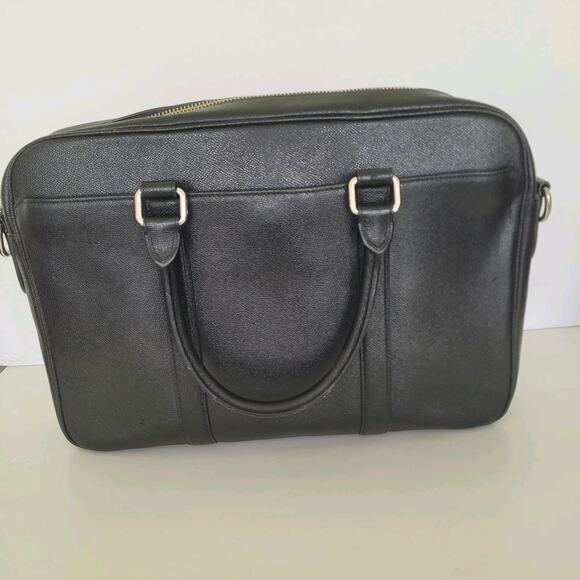 COACH Crossgrain Leather Briefcase Laptop Bag Black Unisex Large Zip 15x11x3 - Picture 2 of 15
